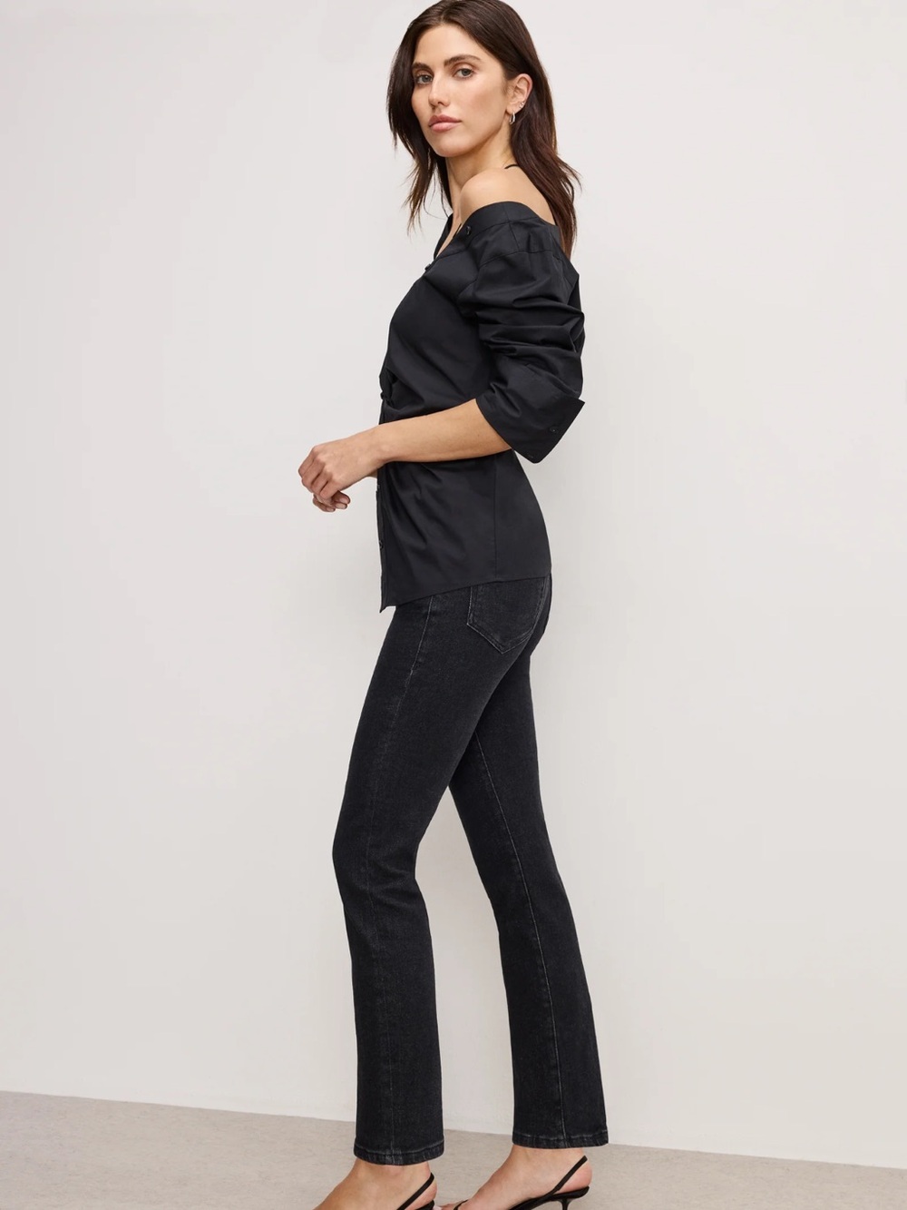 Good American Black Straight Good Legs Jeans
